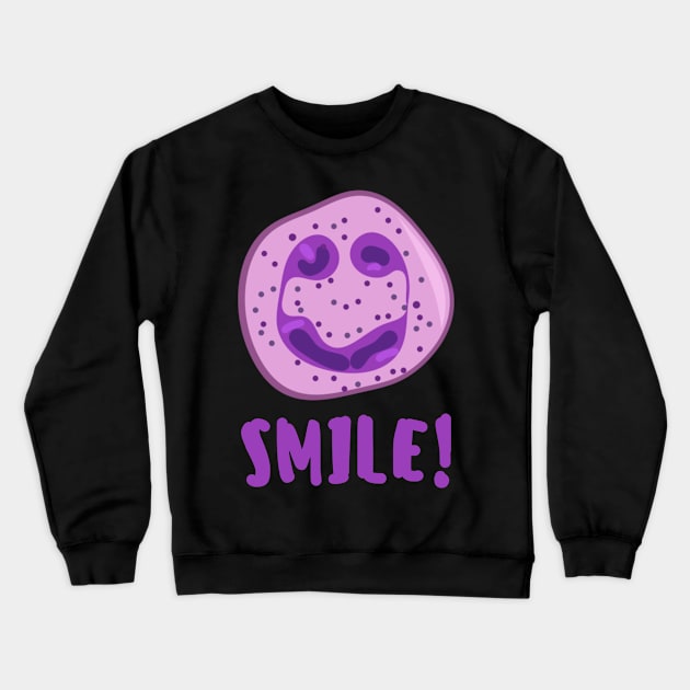 White Blood Cell Smiling Neutrophil Crewneck Sweatshirt by ttyaythings